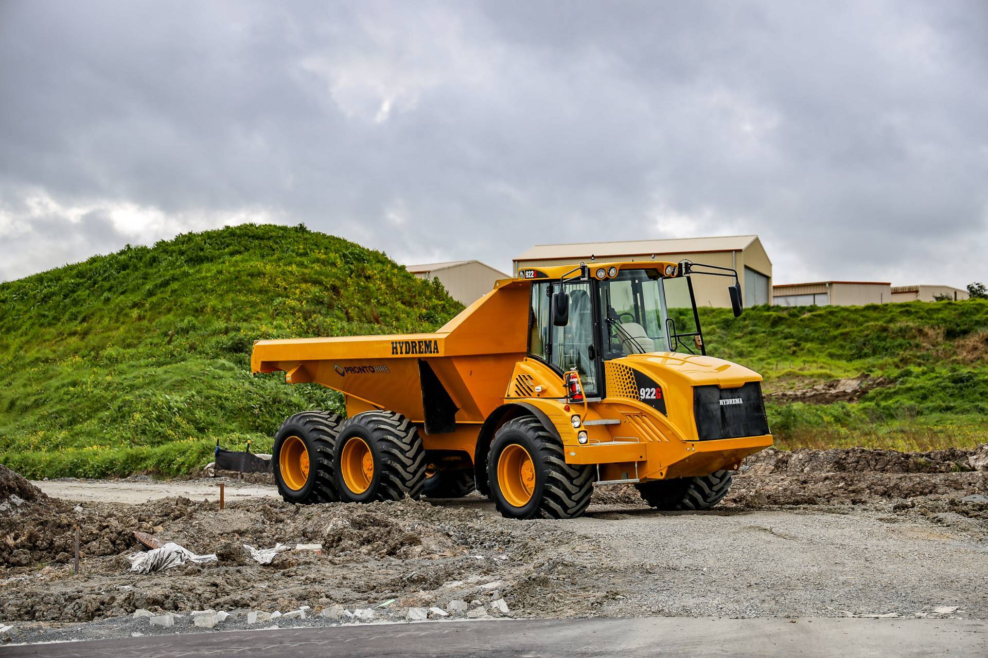 Hydrema 922 22 Ton 6 Wheel Articulated Dumper for hire from Pronto Hire Auckland on site