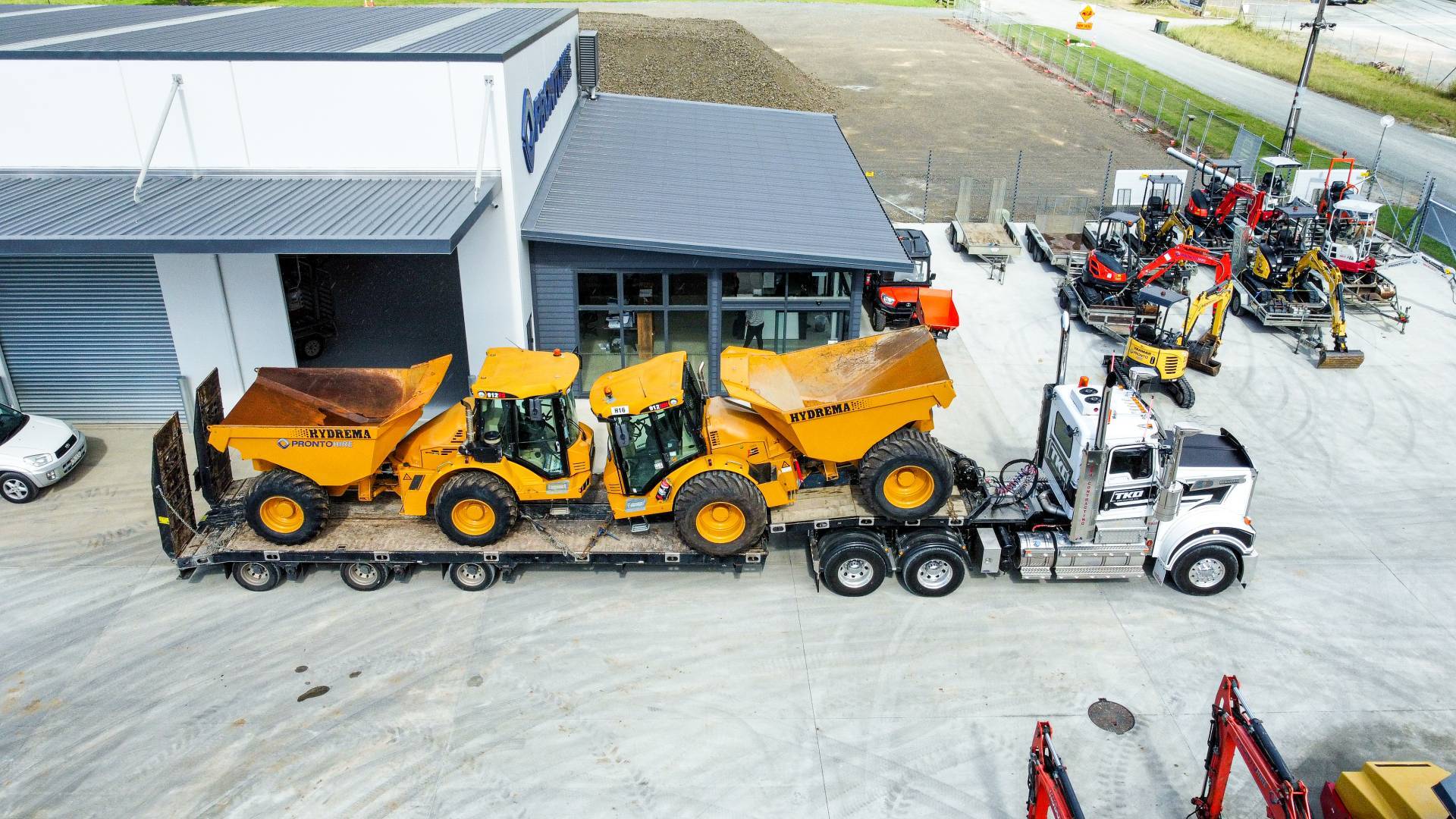 Two Hydrema 912HM 12 Ton Articulated Dumper for hire from Pronto Hire Auckland